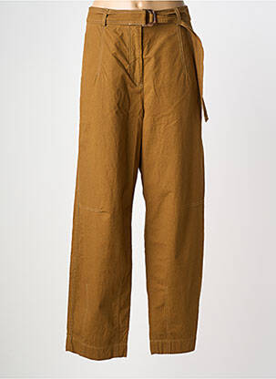 Pantalon droit tissage popeline taille normale marron HOD femme