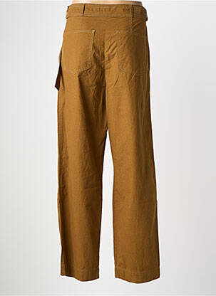Pantalon droit tissage popeline taille normale marron HOD femme