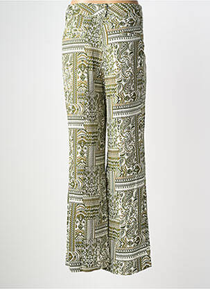 Pantalon large tissage crêpe taille haute vert LANIDOR femme