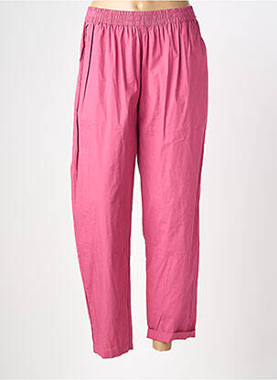 Pantalon droit tissage popeline taille normale rose HOD femme