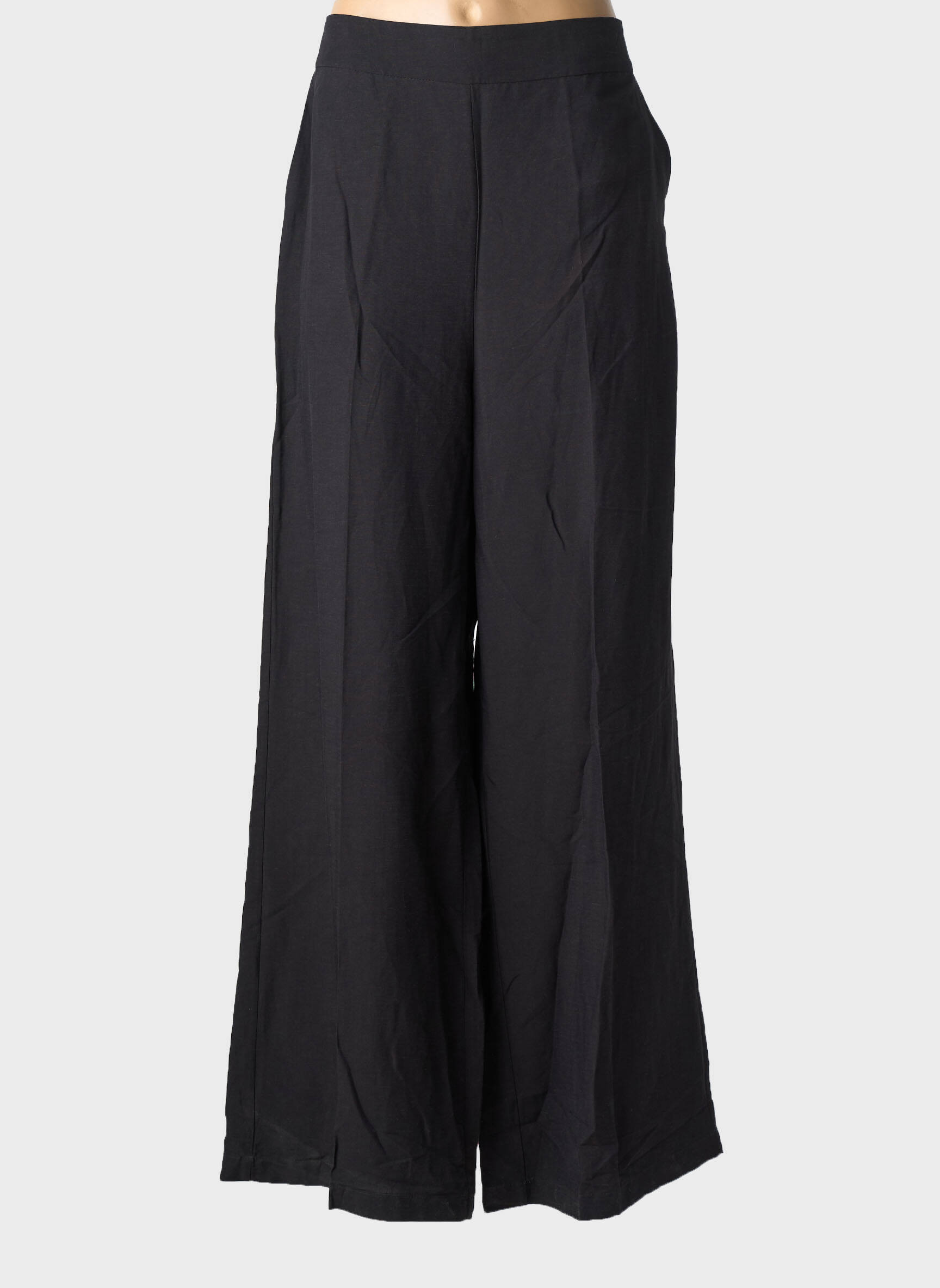 Pantalon large fermeture zip latéral taille haute noir LA FEE MARABOUTEE femme