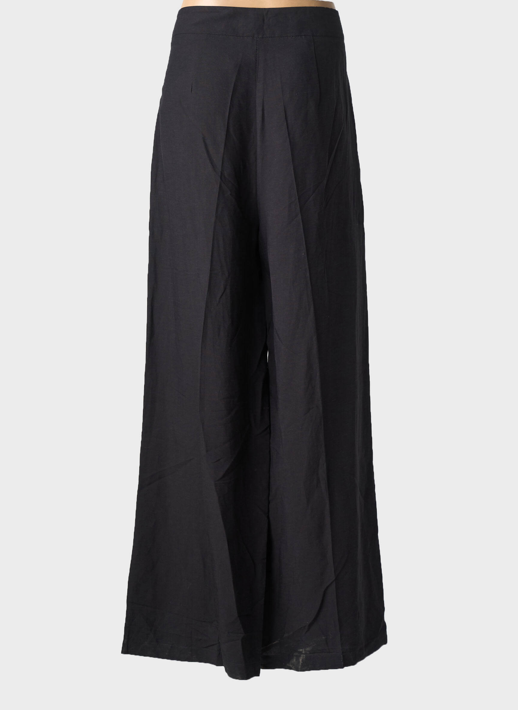 Pantalon large fermeture zip latéral taille haute noir LA FEE MARABOUTEE femme