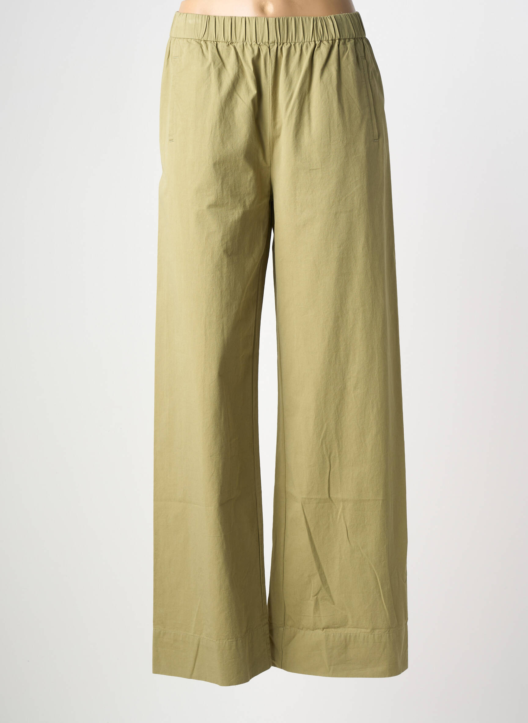 Pantalon large tissage popeline taille normale vert JC.SOPHIE femme