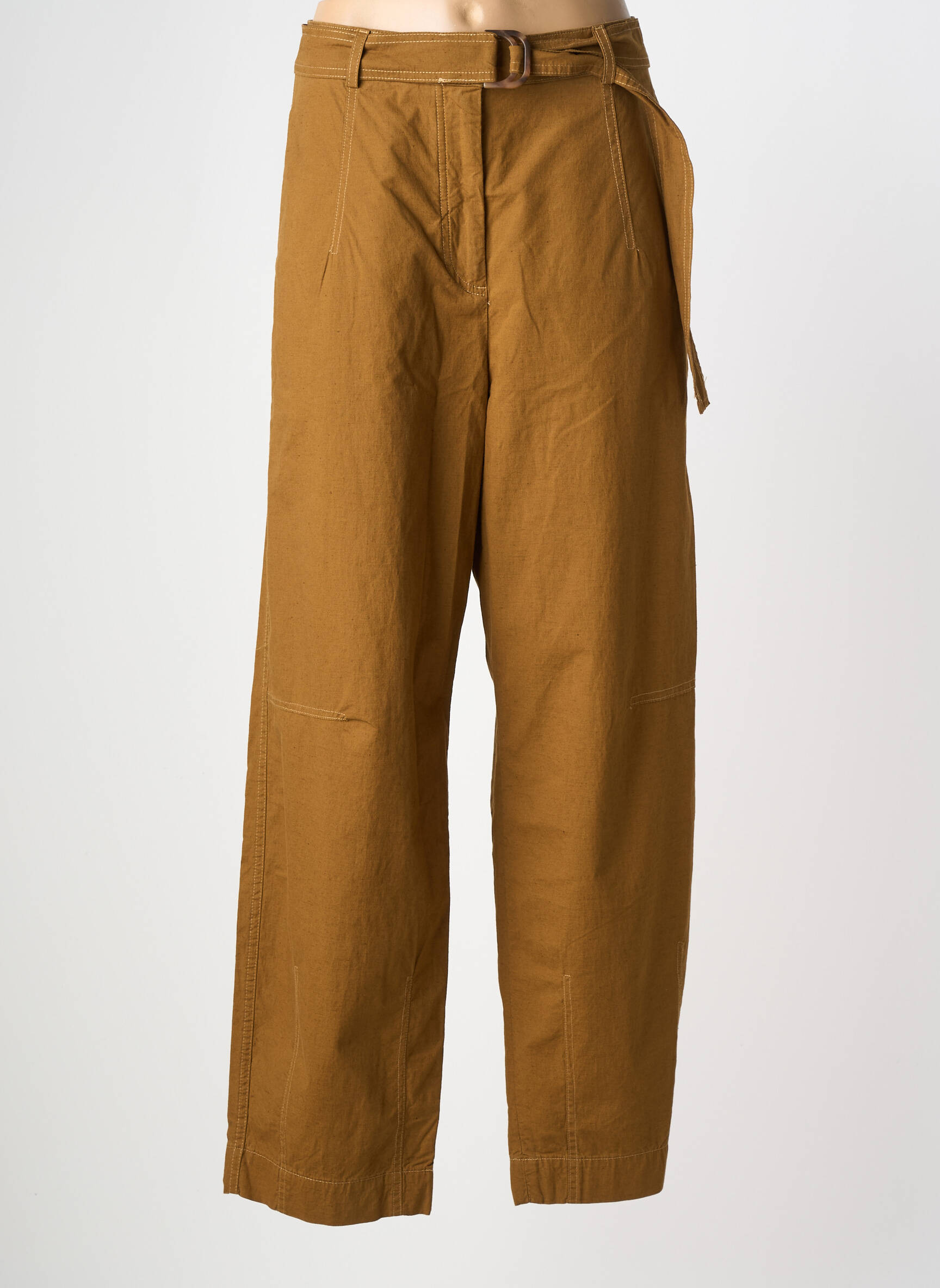 Pantalon droit tissage popeline taille normale marron HOD femme