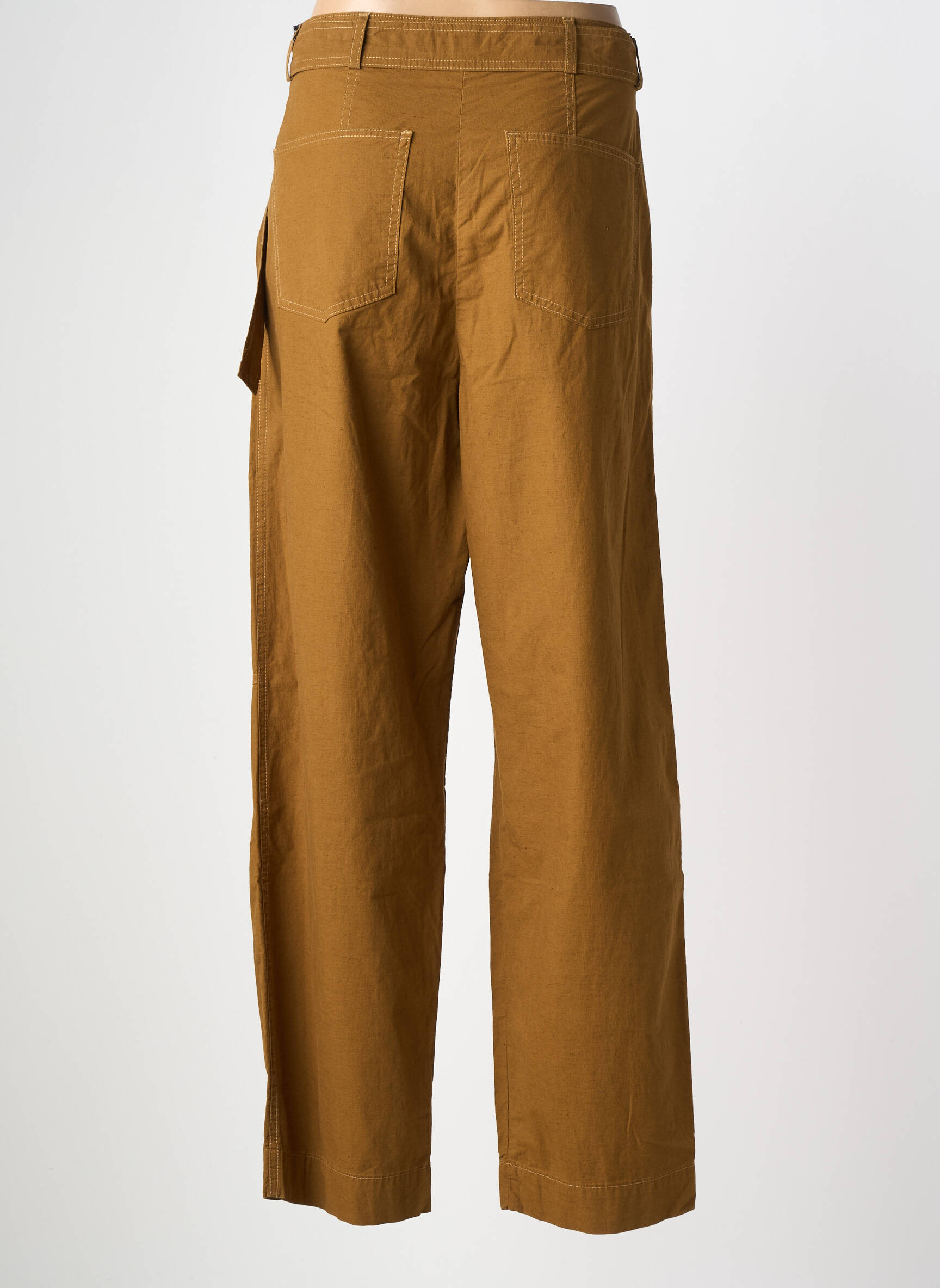 Pantalon droit tissage popeline taille normale marron HOD femme