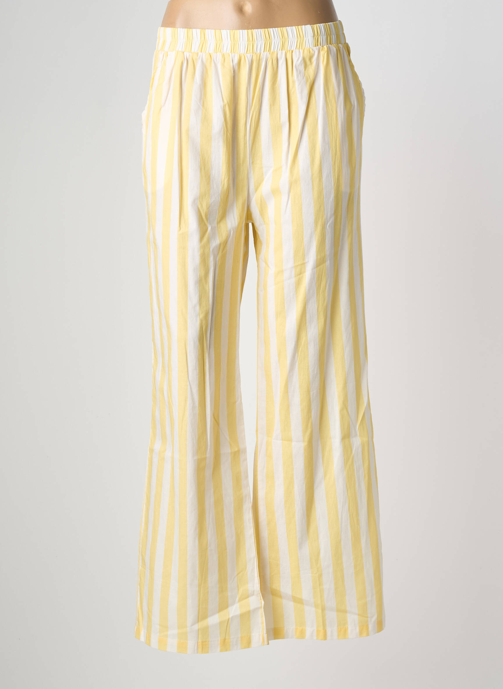 Pantalon large tissage popeline taille haute jaune EMMA & ASHLEY homme