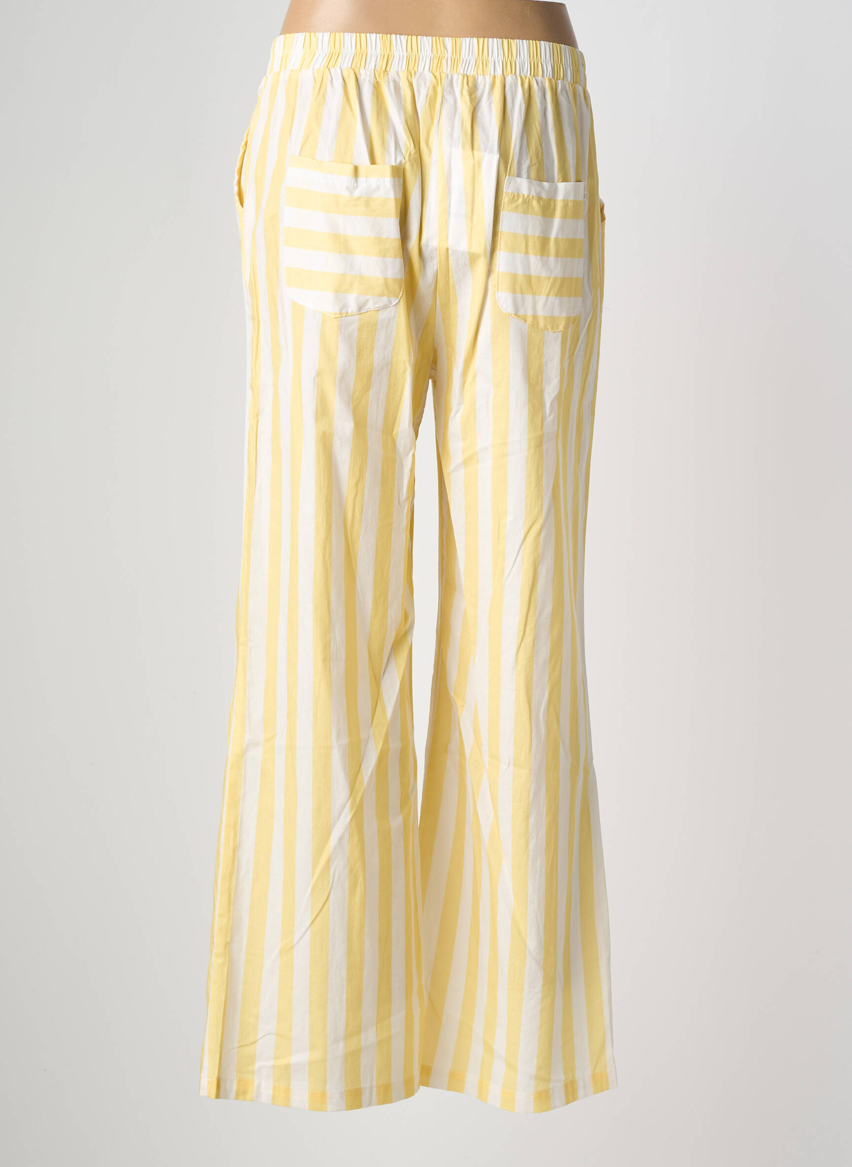 Pantalon large tissage popeline taille haute jaune EMMA & ASHLEY homme