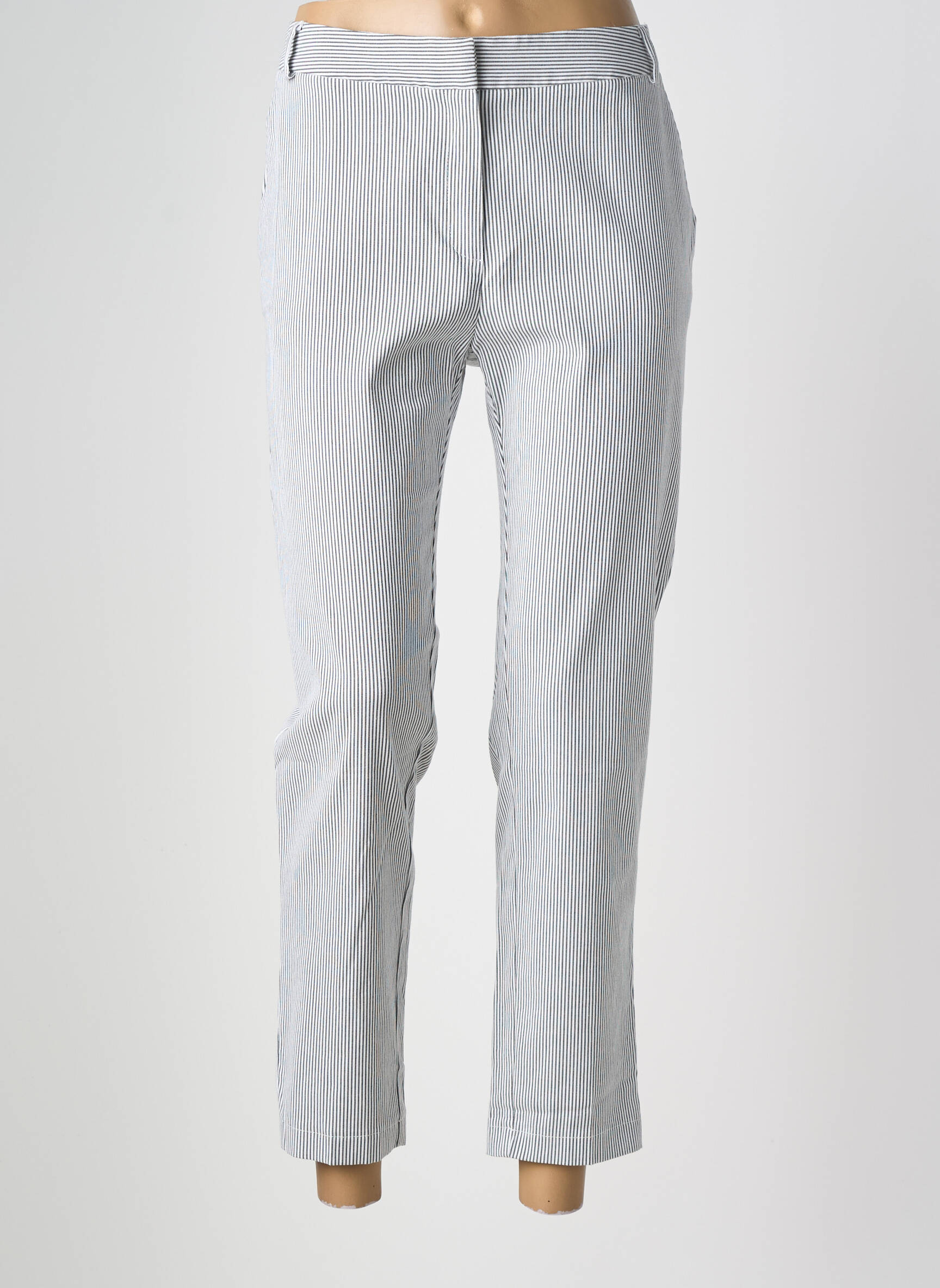 Pantalon chino fermeture zippée sous rabat avec crochet taille normale gris LA PETITE FRANCAISE femme