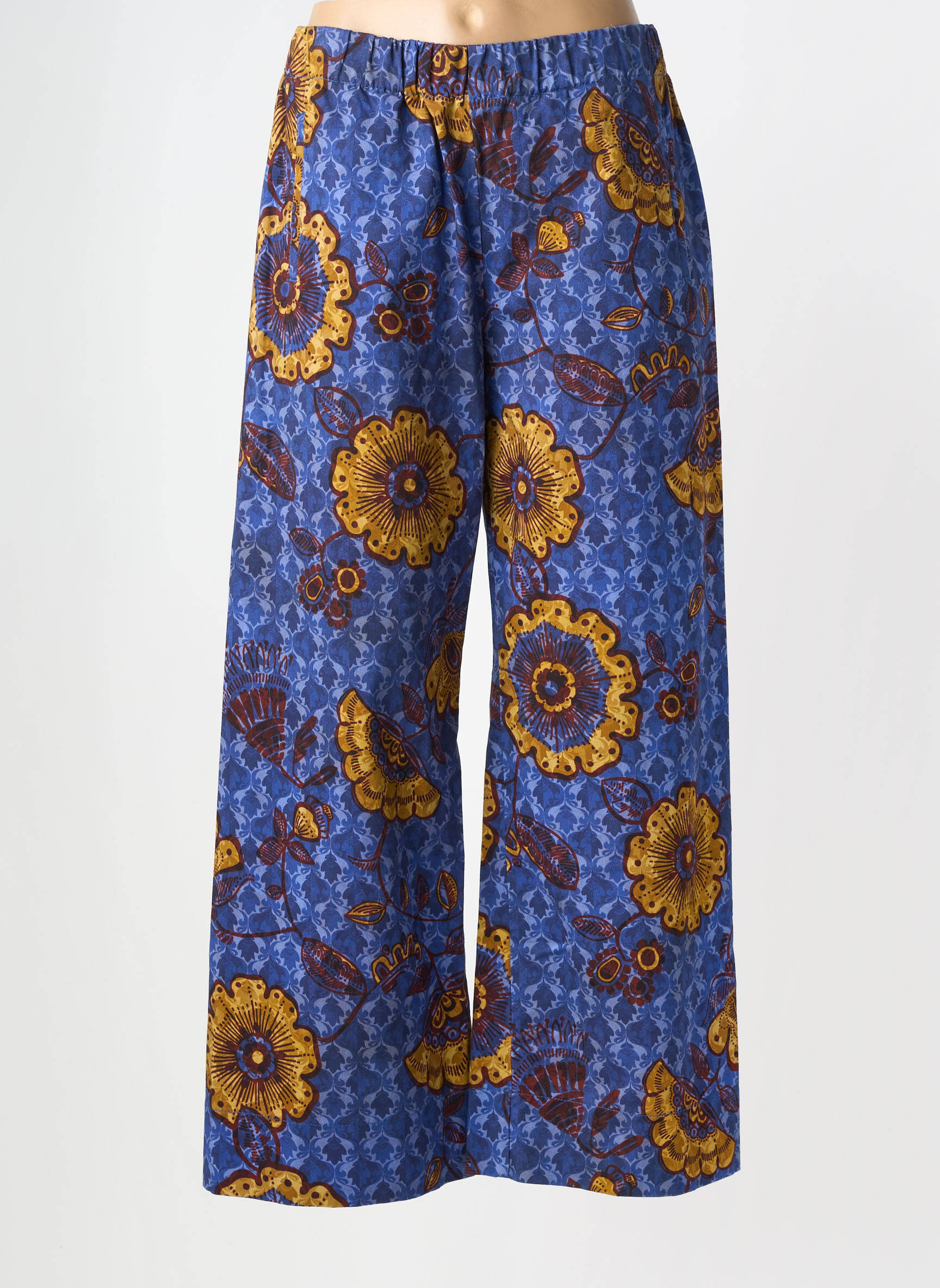 Pantalon large tissage popeline taille normale bleu HOD femme