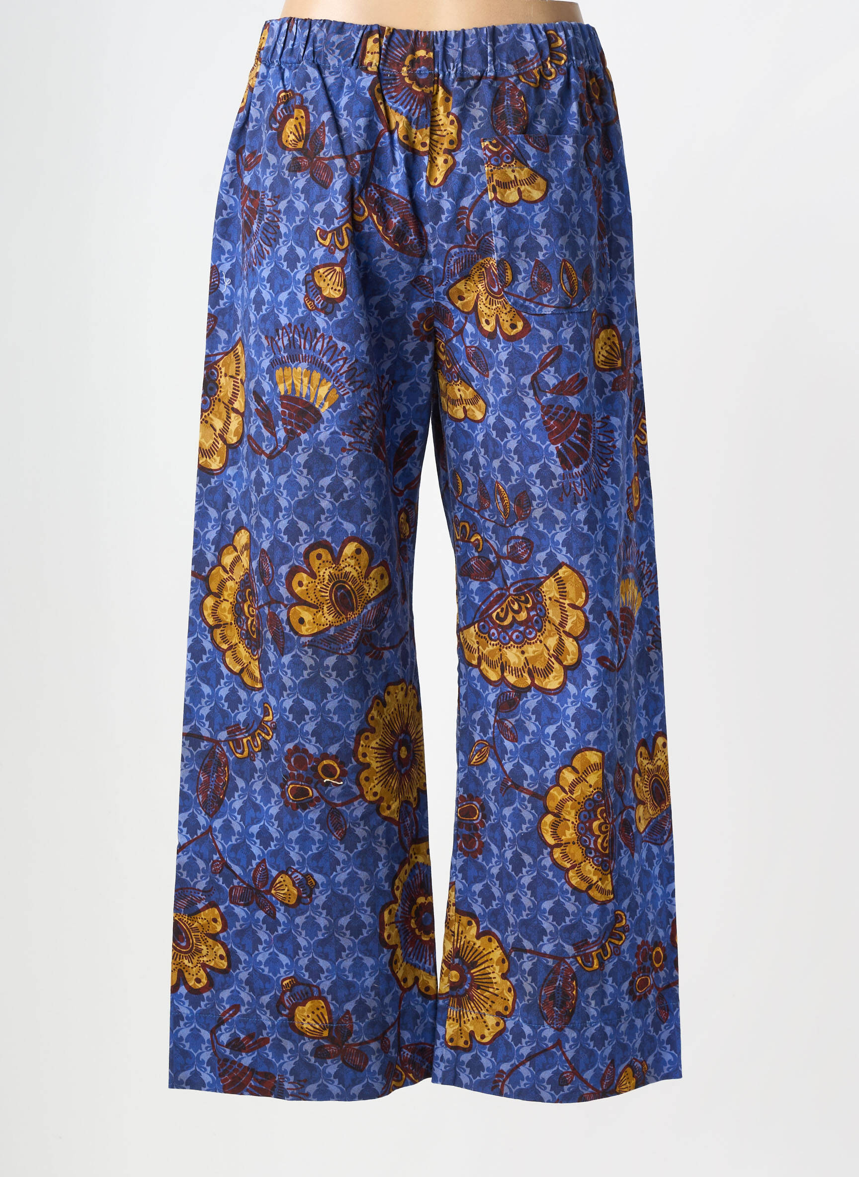 Pantalon large tissage popeline taille normale bleu HOD femme