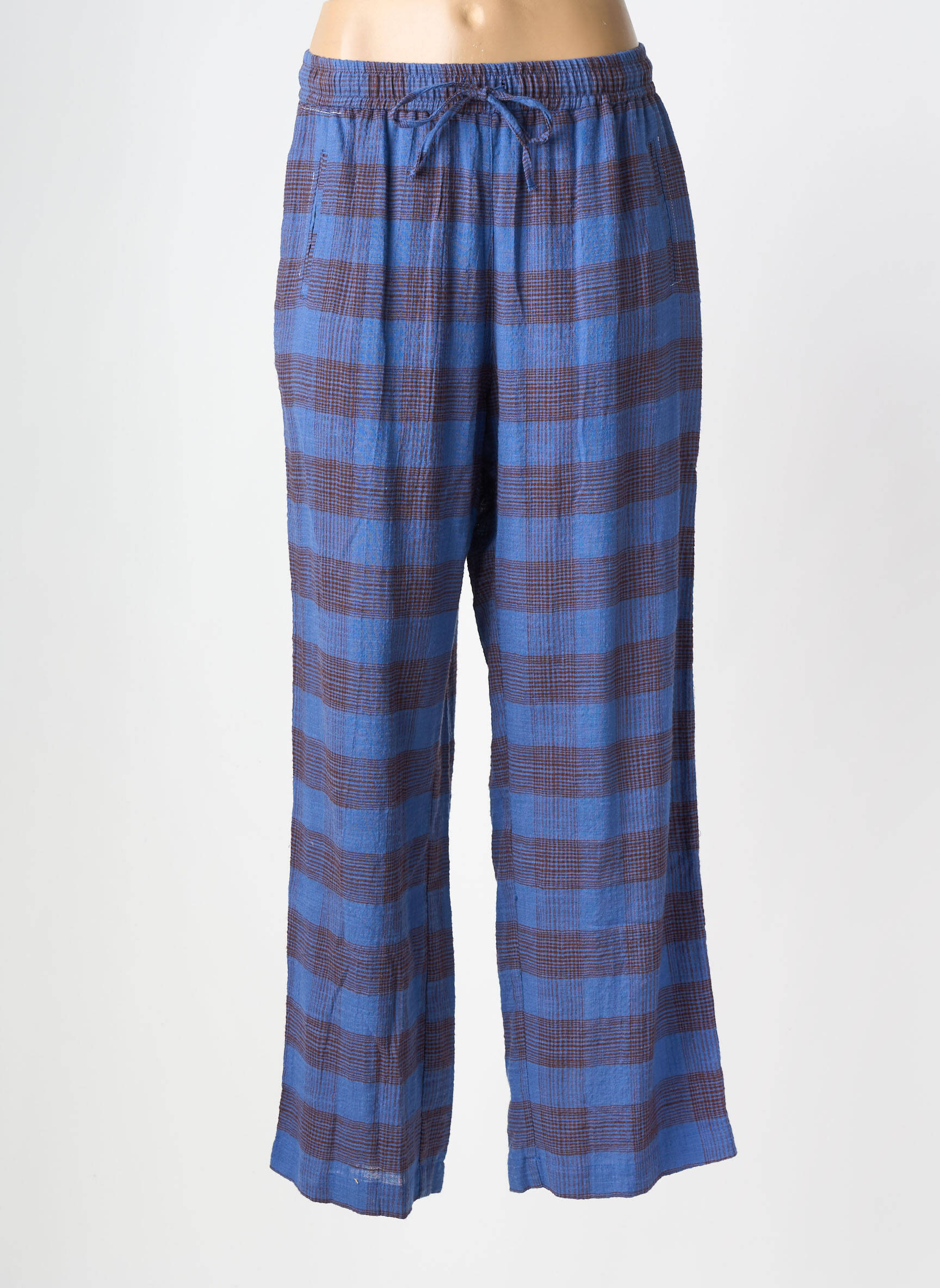 Pantalon large tissage crêpe bleu HOD femme