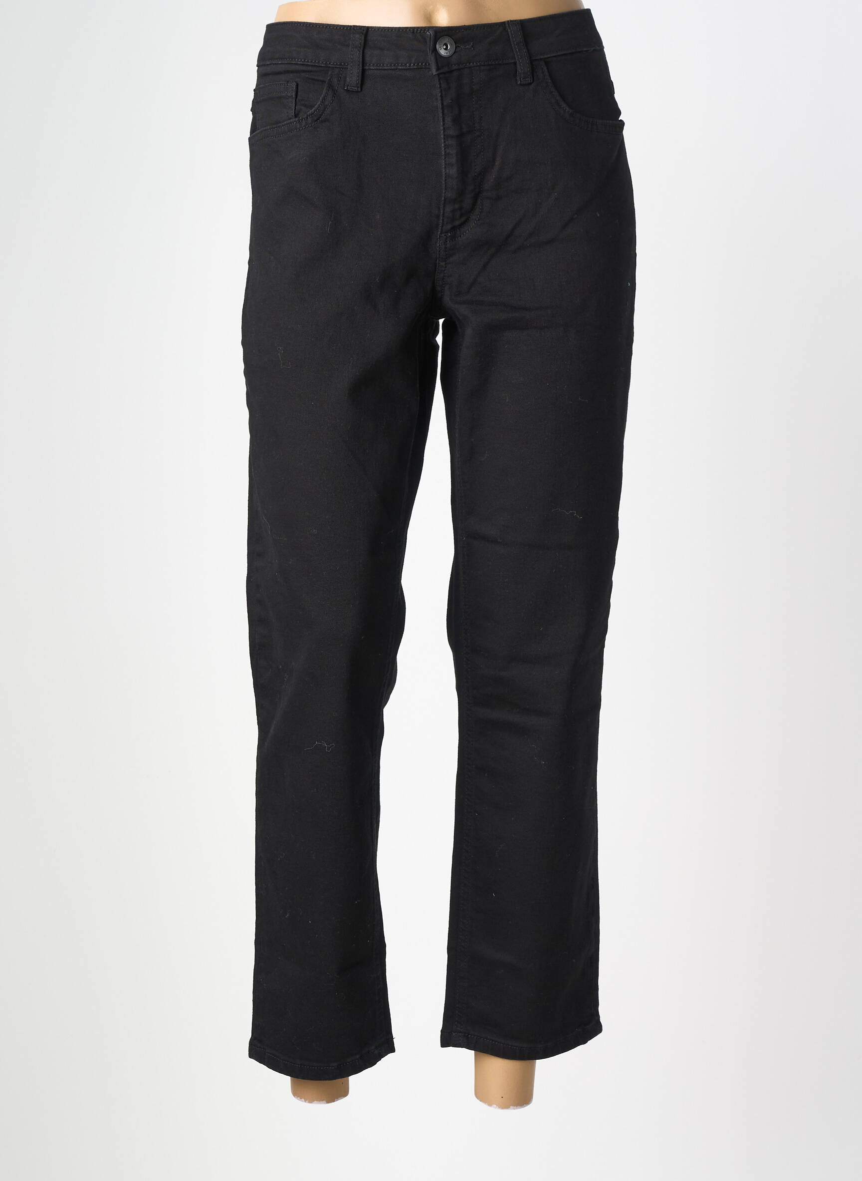Jeans coupe droite stretch taille normale noir ICHI femme