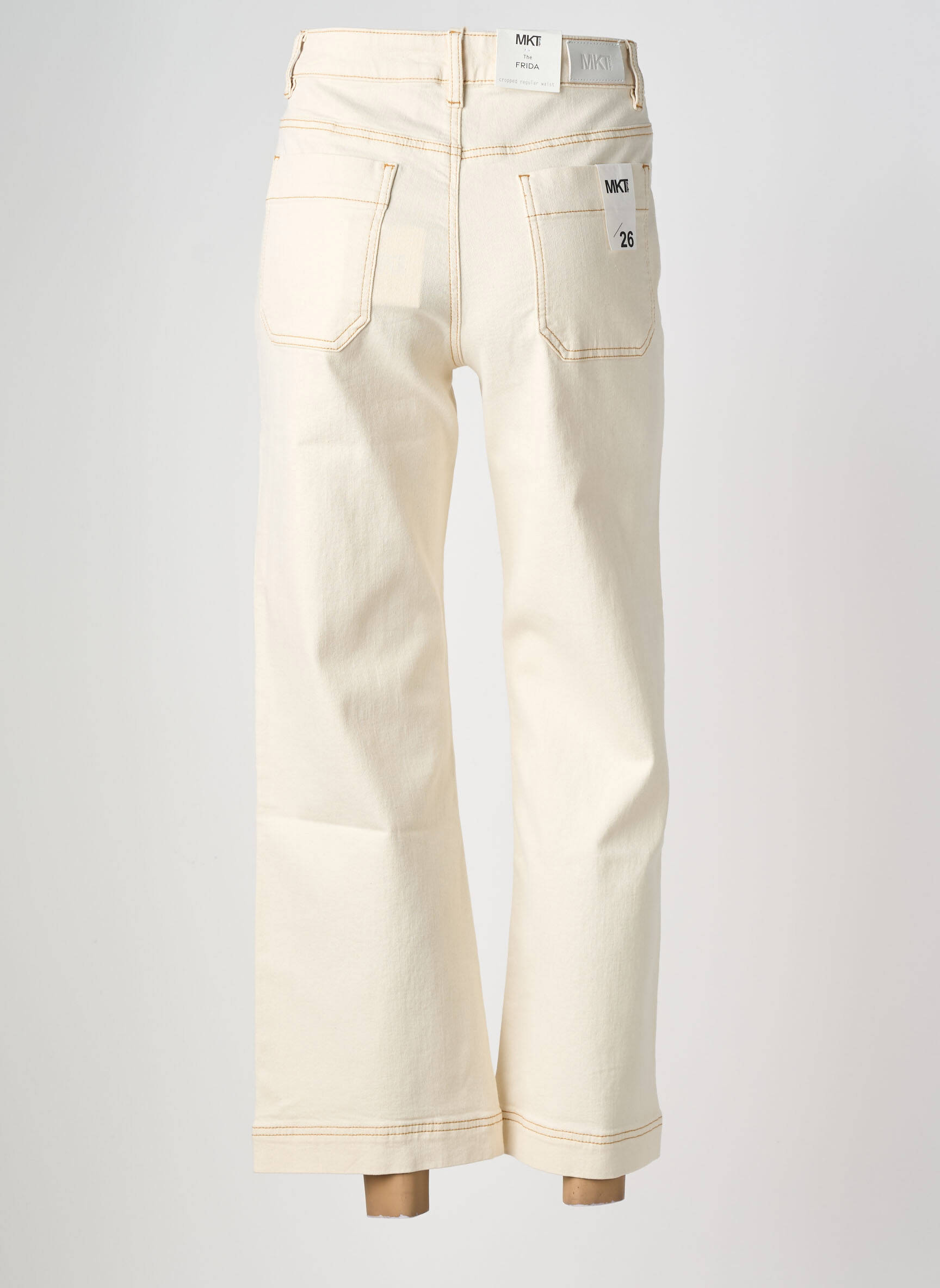 Jeans coupe large stretch taille haute beige MKT STUDIO femme