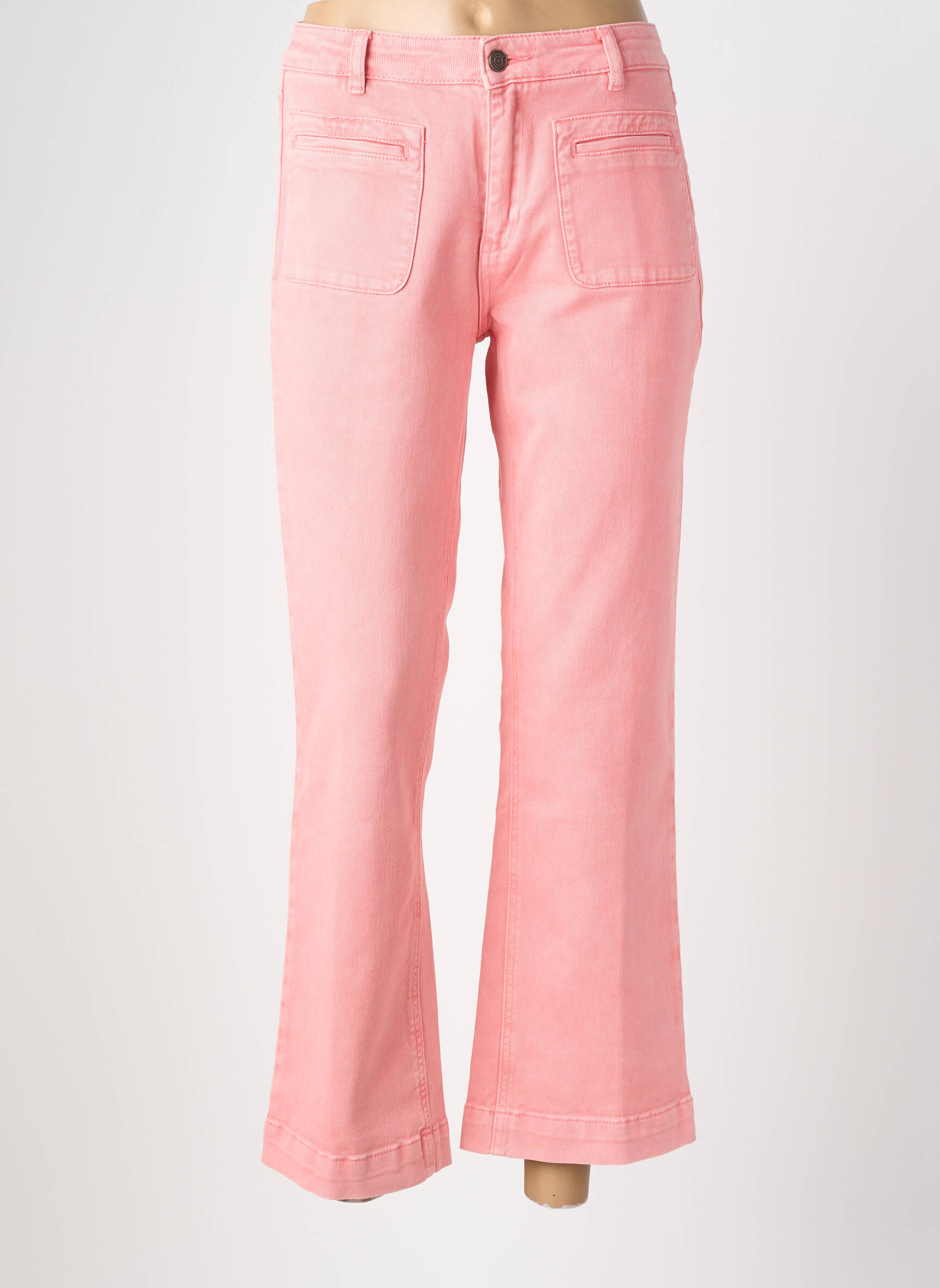 Jeans coupe large stretch taille haute rose MKT STUDIO femme