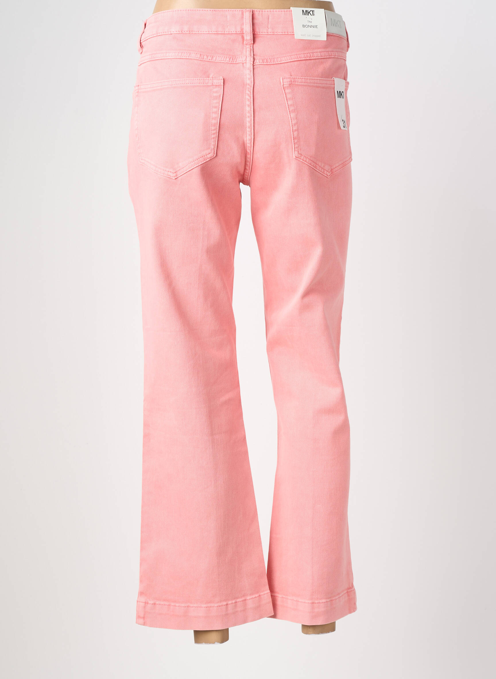Jeans coupe large stretch taille haute rose MKT STUDIO femme