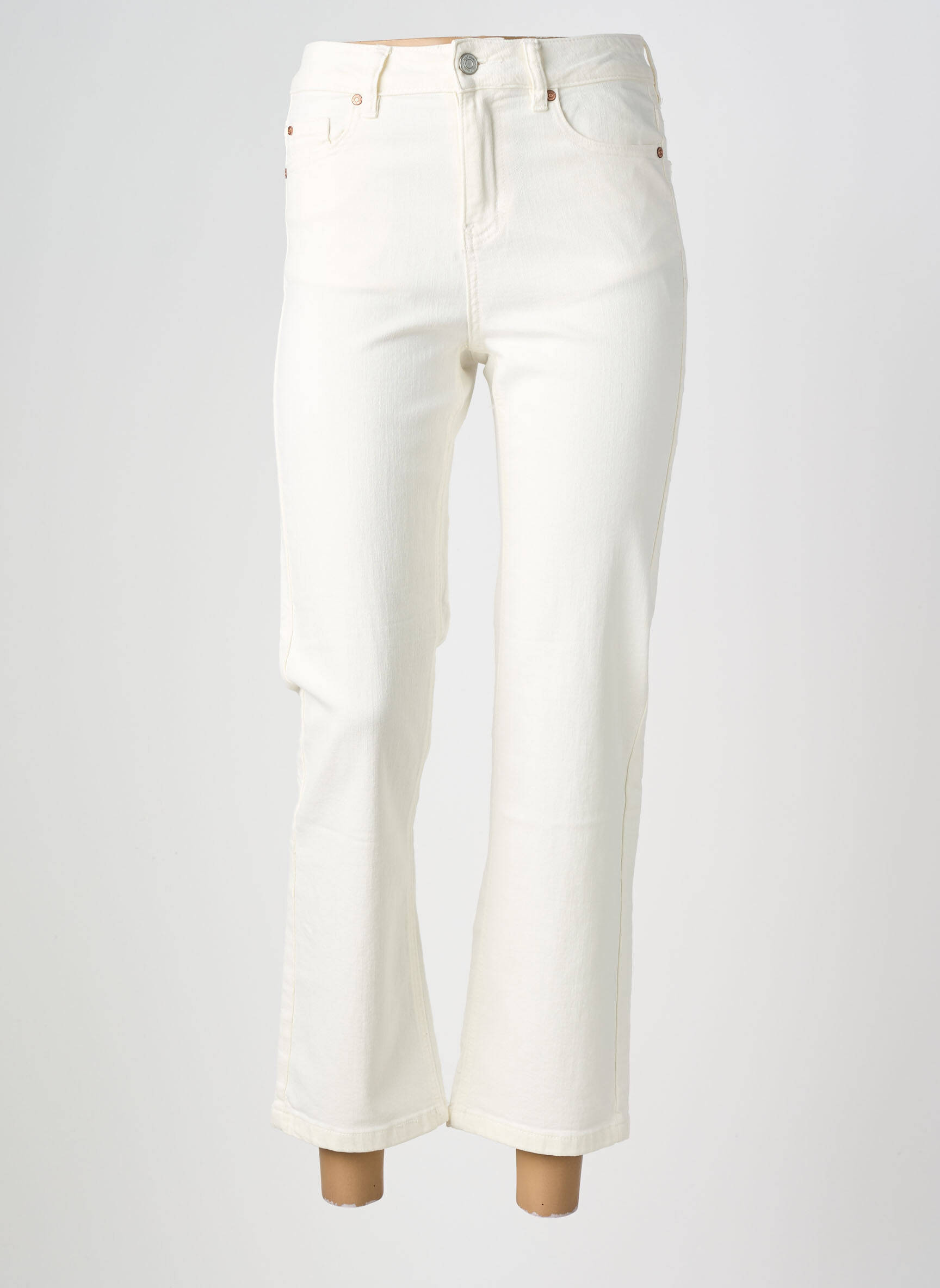 Jeans coupe droite taille haute taille haute beige MKT STUDIO femme