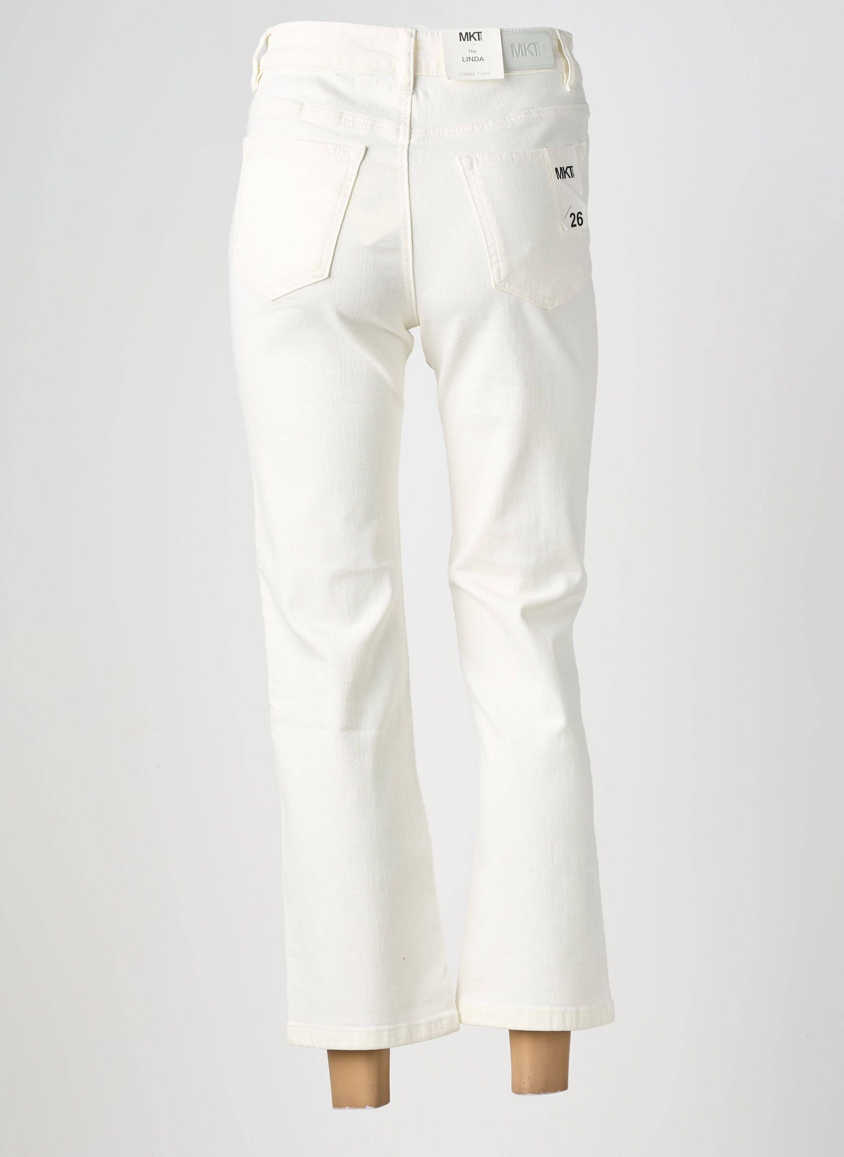 Jeans coupe droite taille haute taille haute beige MKT STUDIO femme