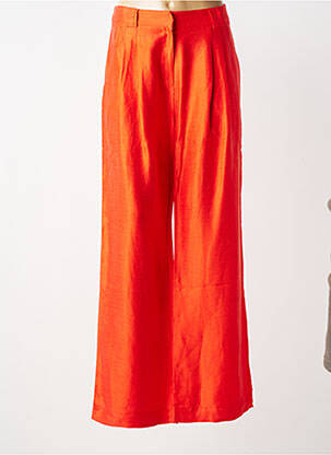 Pantalon large fermeture zippée sous rabat avec crochet taille normale orange LA PETITE FRANCAISE femme