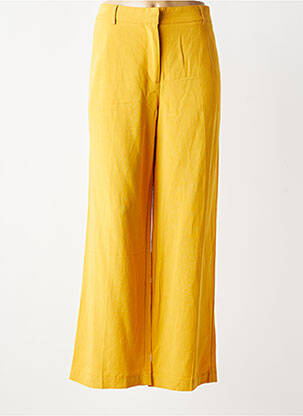 Pantalon large fermeture zippée sous rabat boutonné taille normale jaune NICE THINGS femme