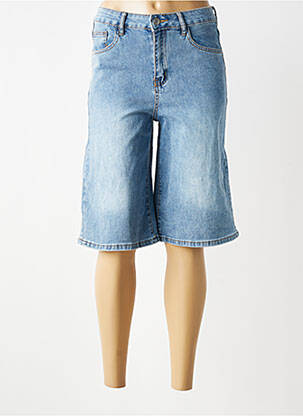 Bermuda taille haute taille haute bleu EMMA femme