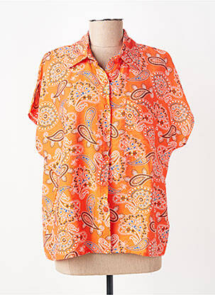Chemisier imprimé fantaisie manches courtes orange JUBYLEE femme