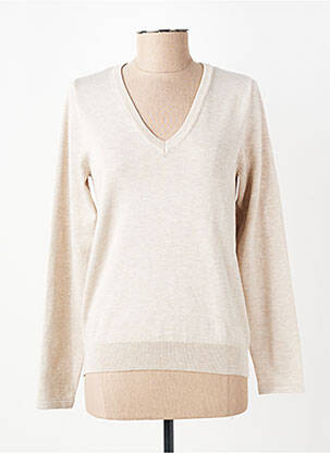 Pull coupe droite manches longues beige ICHI femme