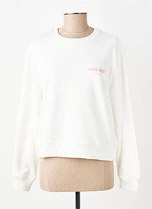 Sweat-shirt sérigraphie manches longues blanc LAURE + MAX femme