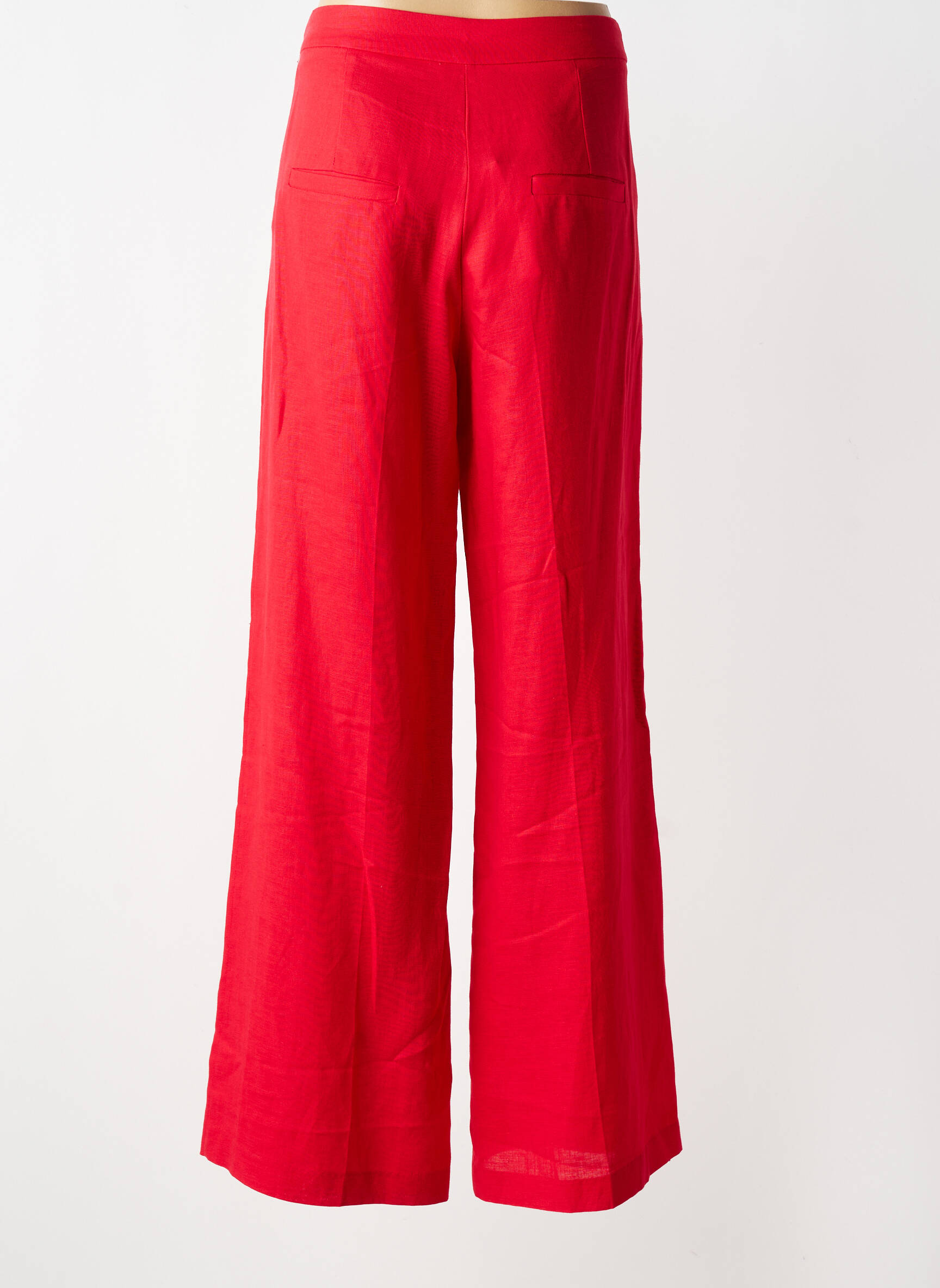 Pantalon large fermeture zip latéral taille normale rouge GRACE & MILA femme