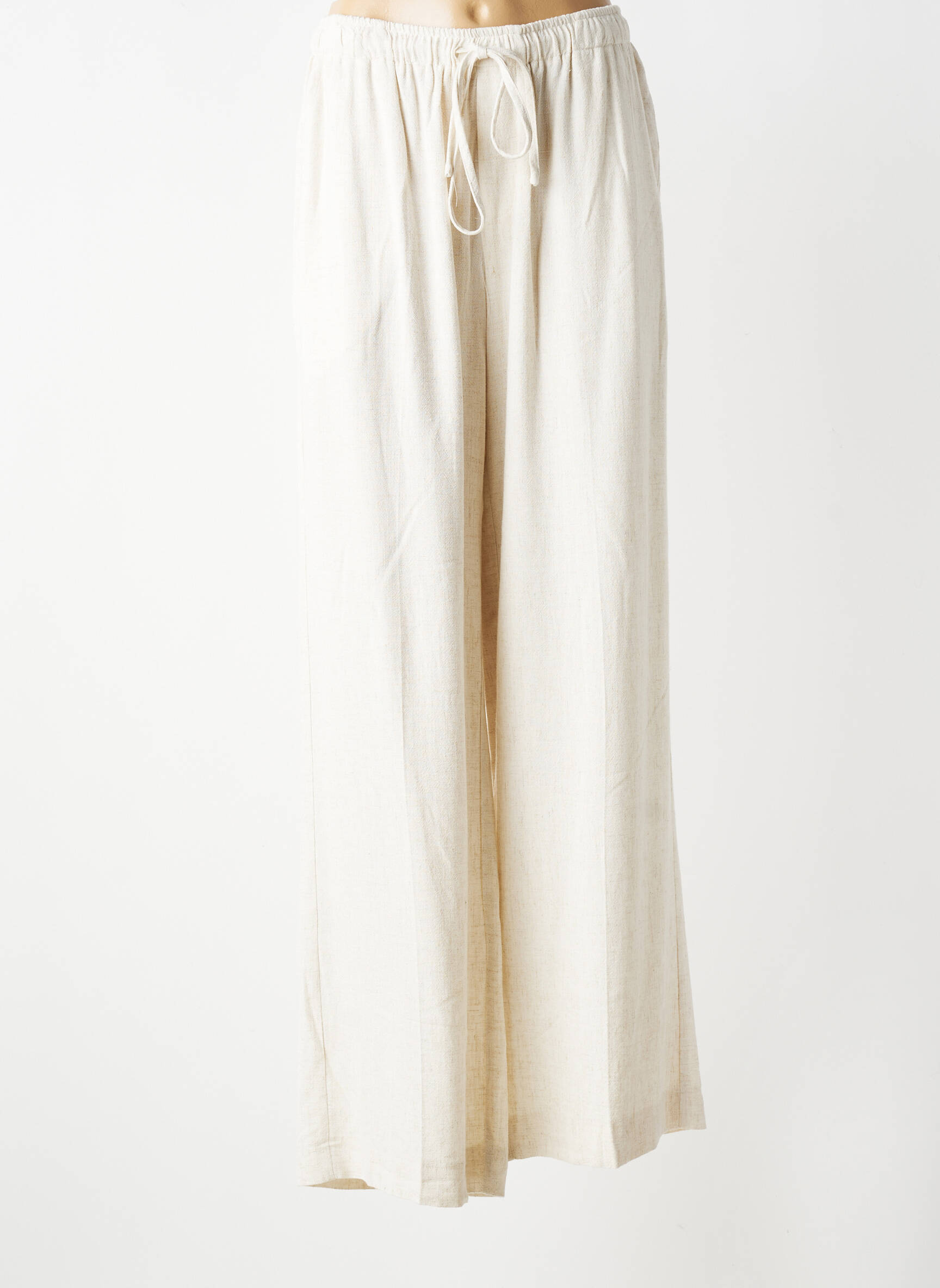 Pantalon large coupe fluide taille normale beige GRACE & MILA femme