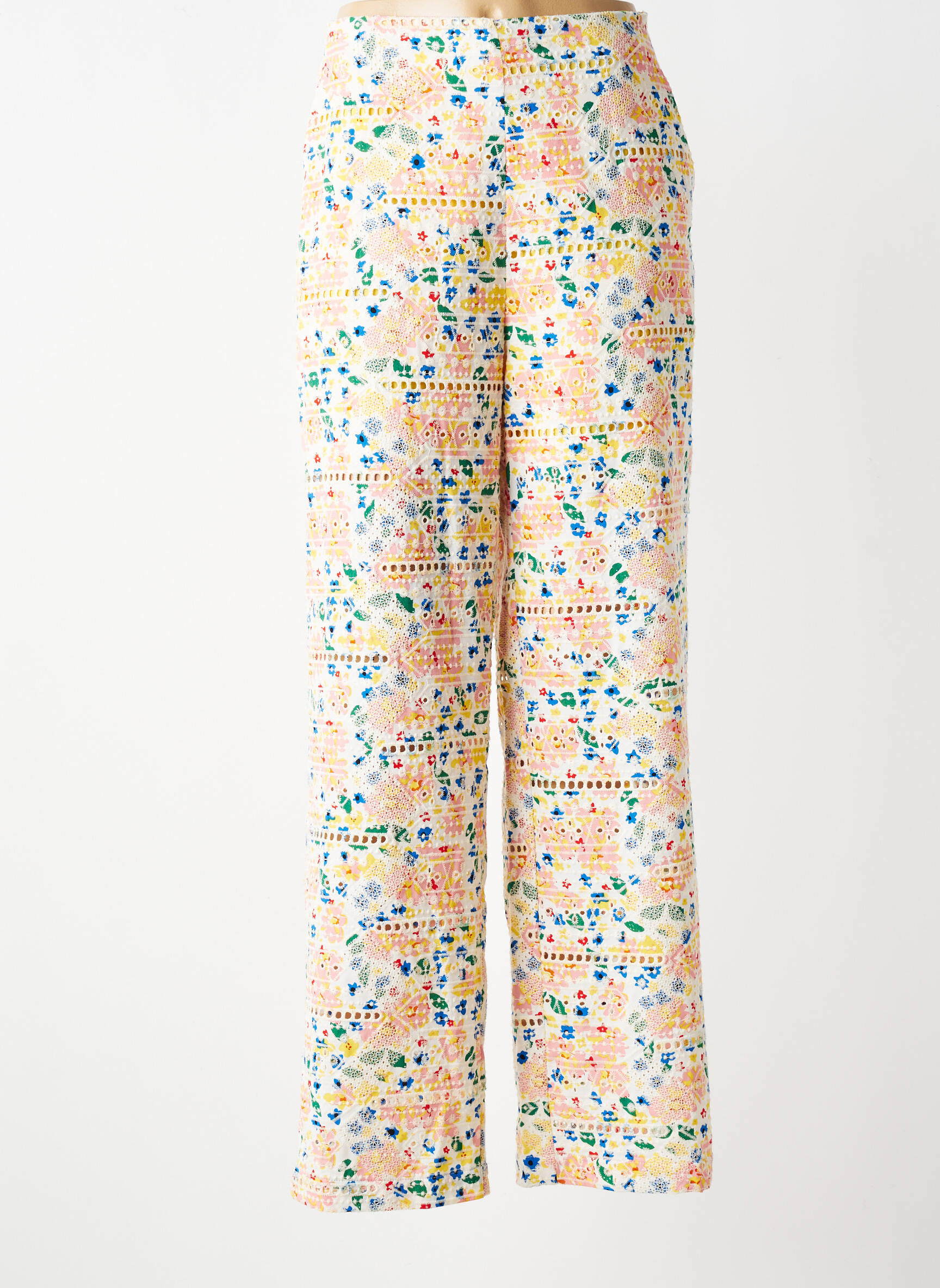 Pantalon droit taille haute taille haute jaune LAURE + MAX femme