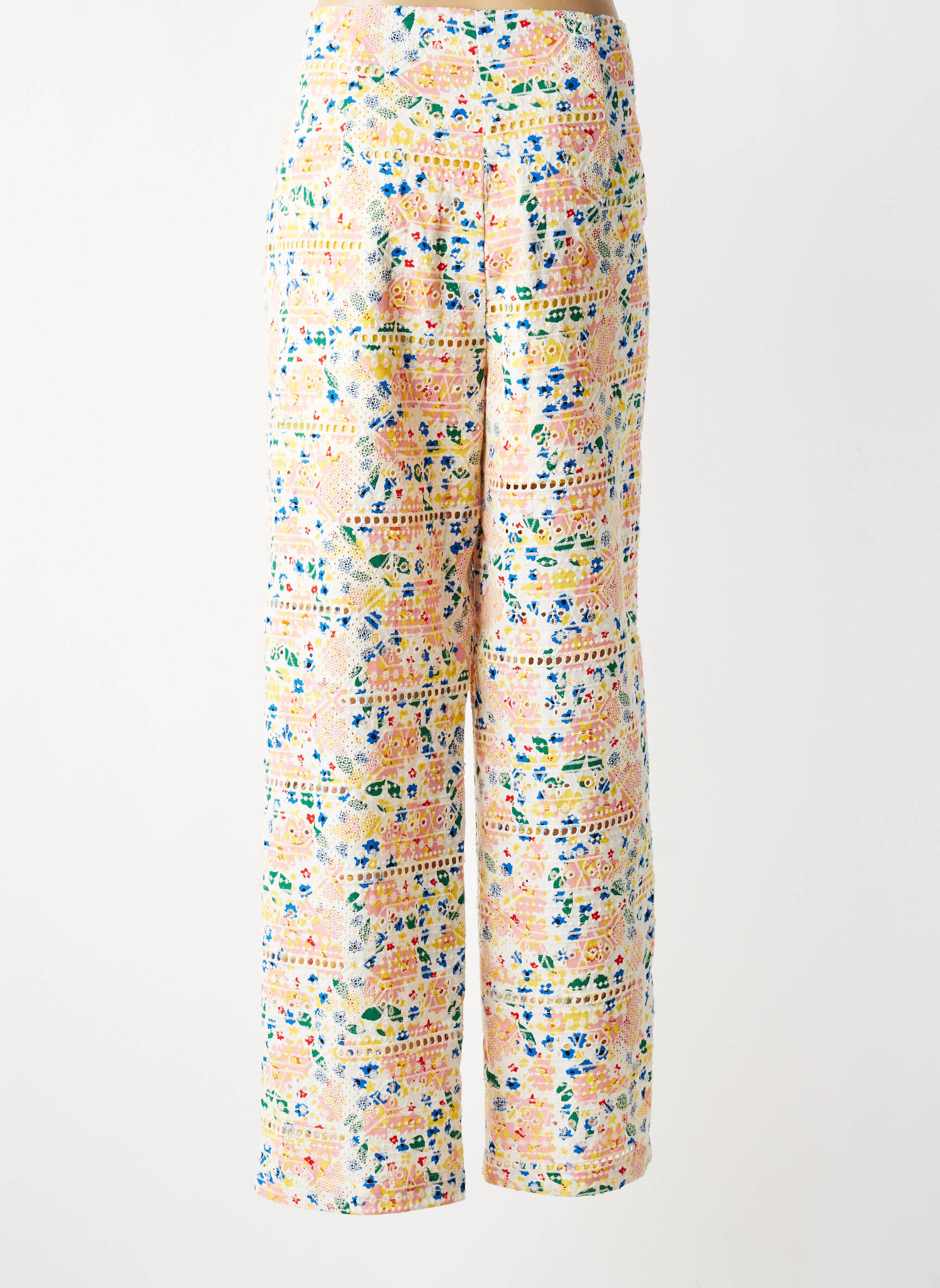 Pantalon droit taille haute taille haute jaune LAURE + MAX femme