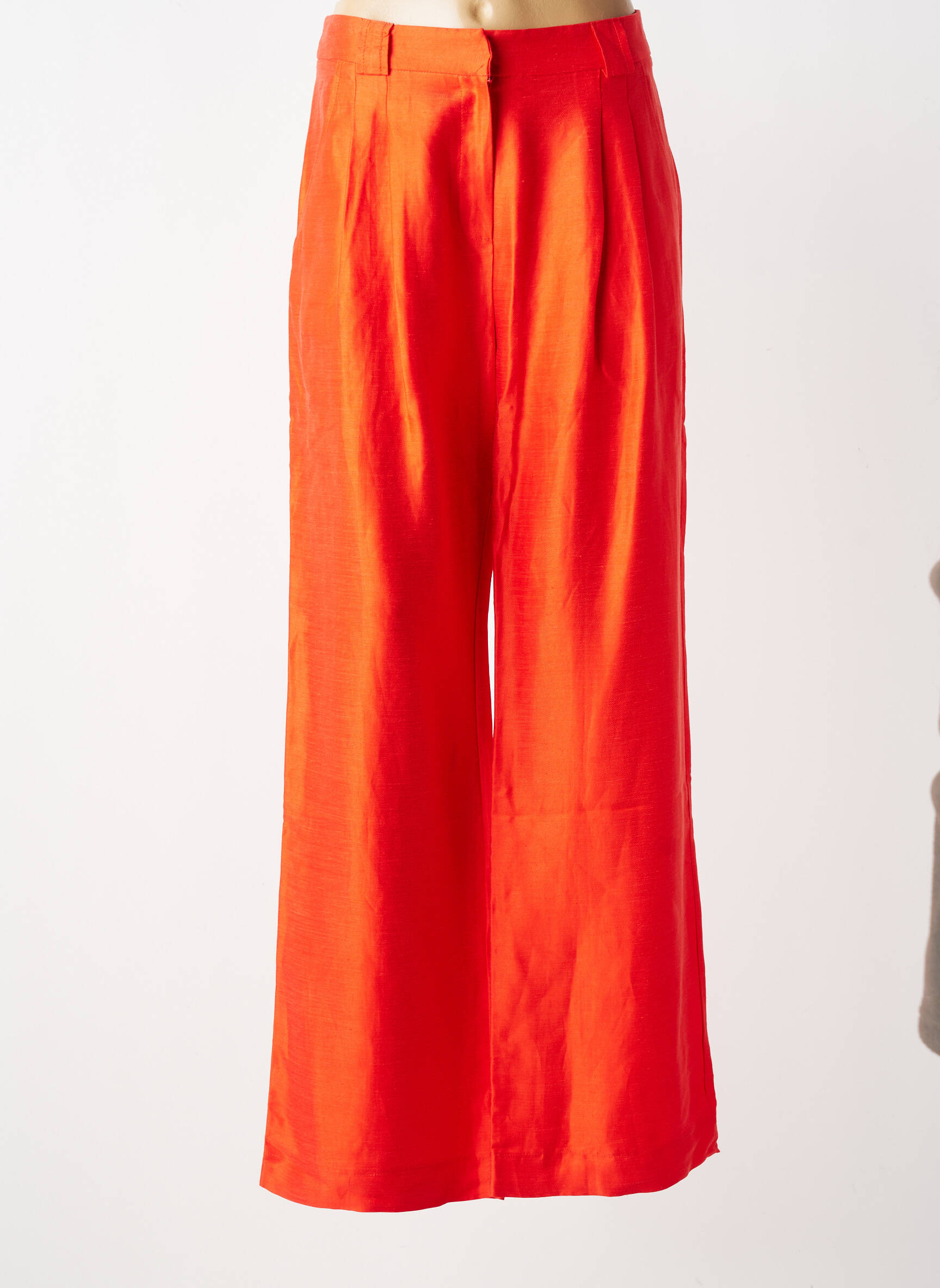 Pantalon large fermeture zippée sous rabat avec crochet taille normale orange LA PETITE FRANCAISE femme