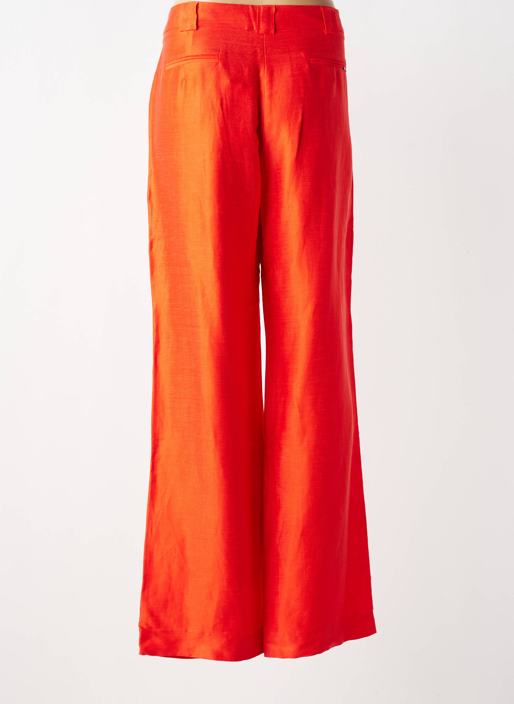 Pantalon large fermeture zippée sous rabat avec crochet taille normale orange LA PETITE FRANCAISE femme