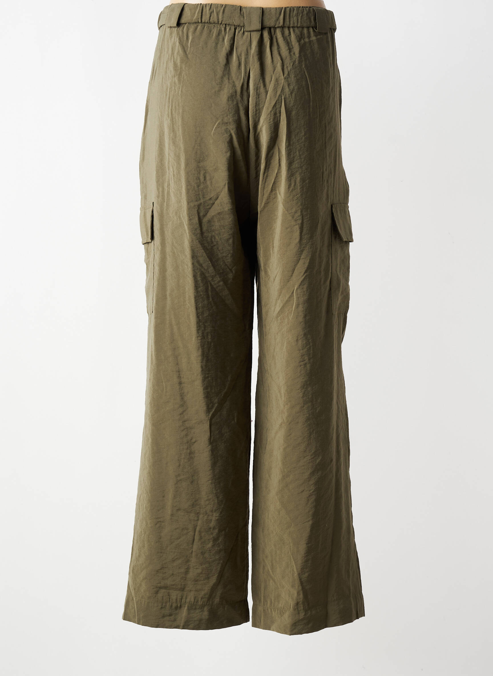 Pantalon droit taille élastique taille normale vert LA PETITE FRANCAISE femme