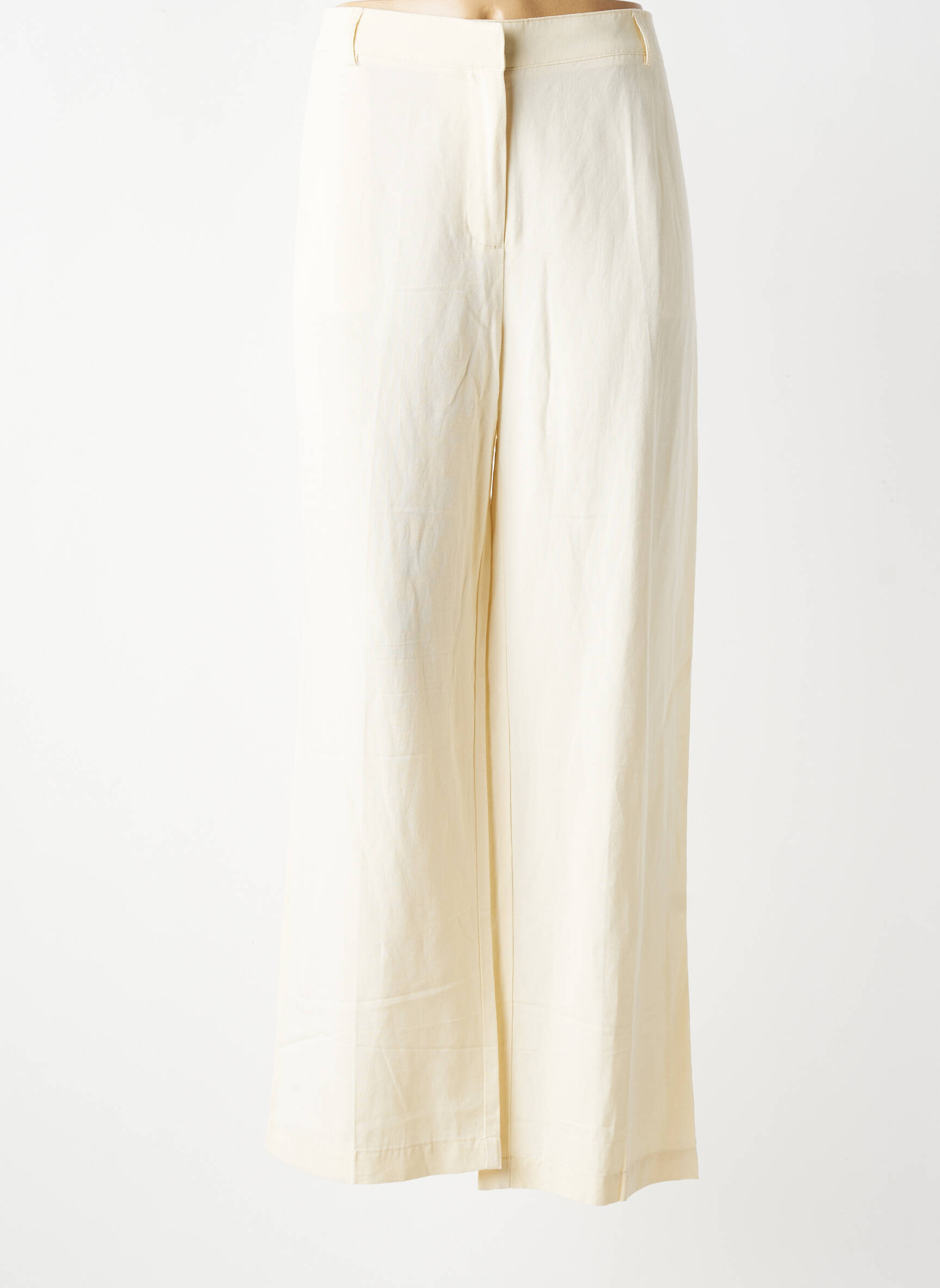 Pantalon large fermeture zippée sous rabat boutonné taille normale beige NICE THINGS femme
