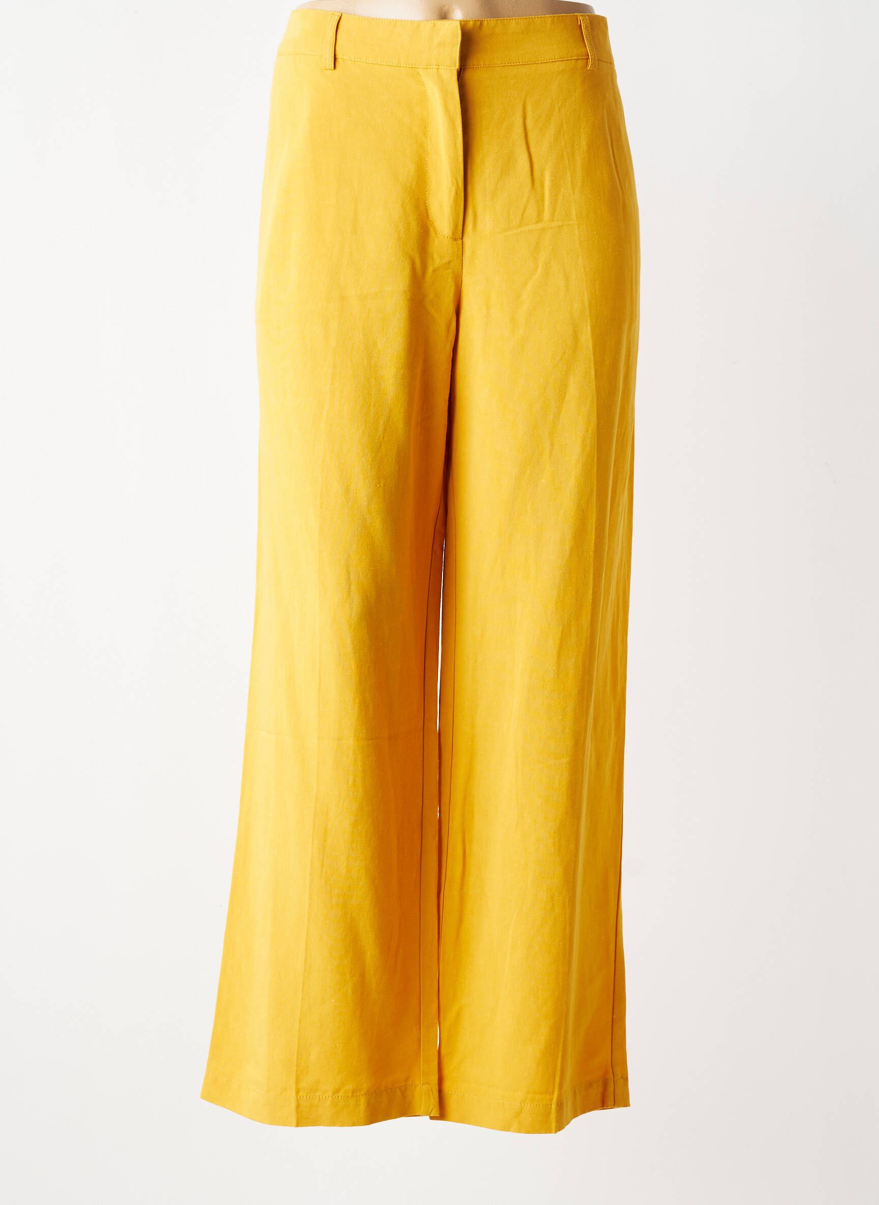 Pantalon large fermeture zippée sous rabat boutonné taille normale jaune NICE THINGS femme