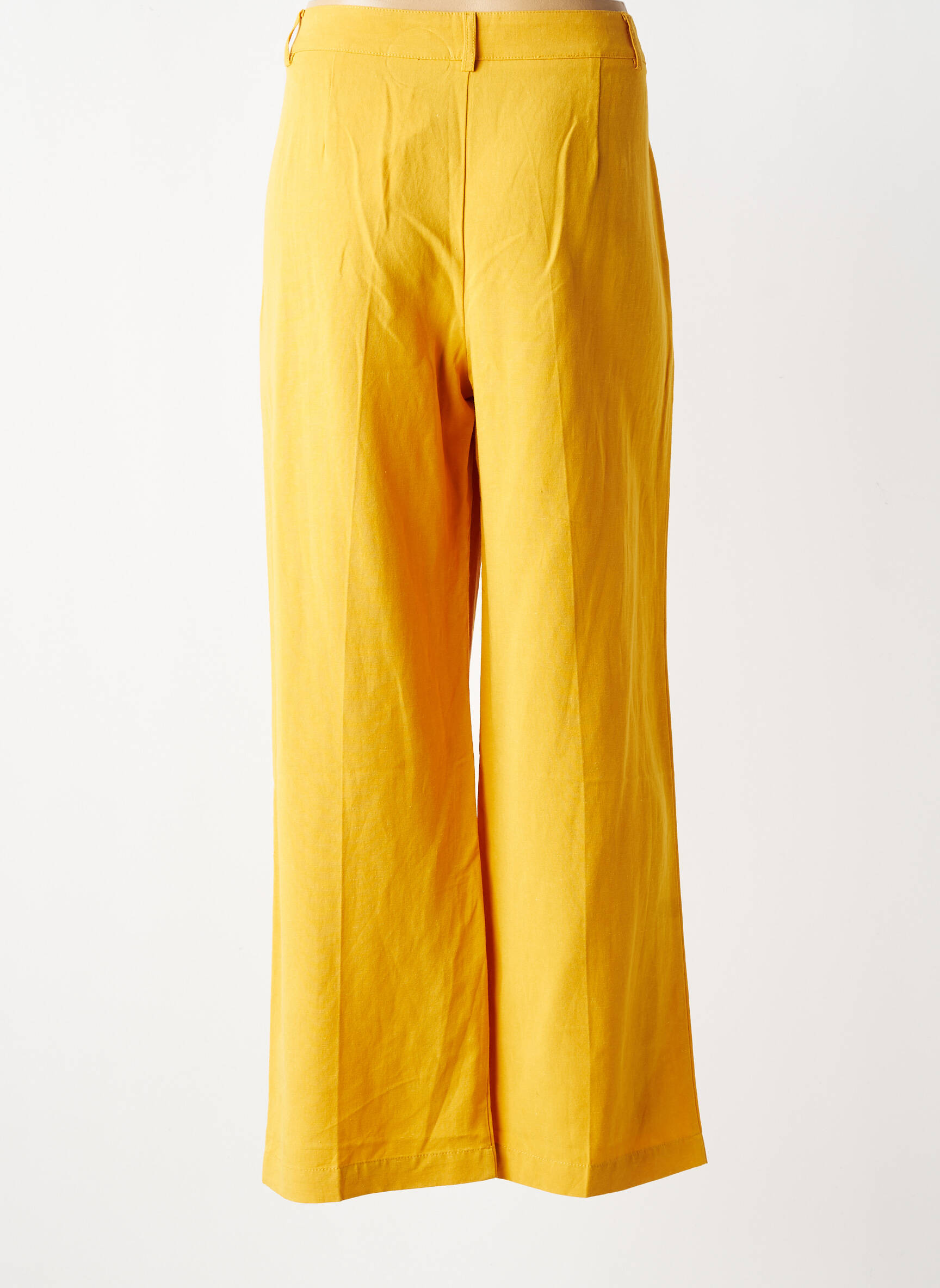 Pantalon large fermeture zippée sous rabat boutonné taille normale jaune NICE THINGS femme