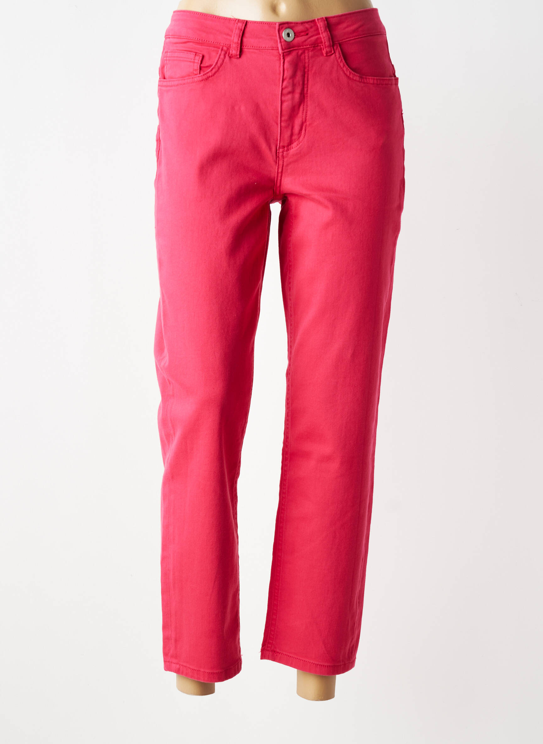 Pantalon 7/8 stretch taille normale rouge ICHI femme