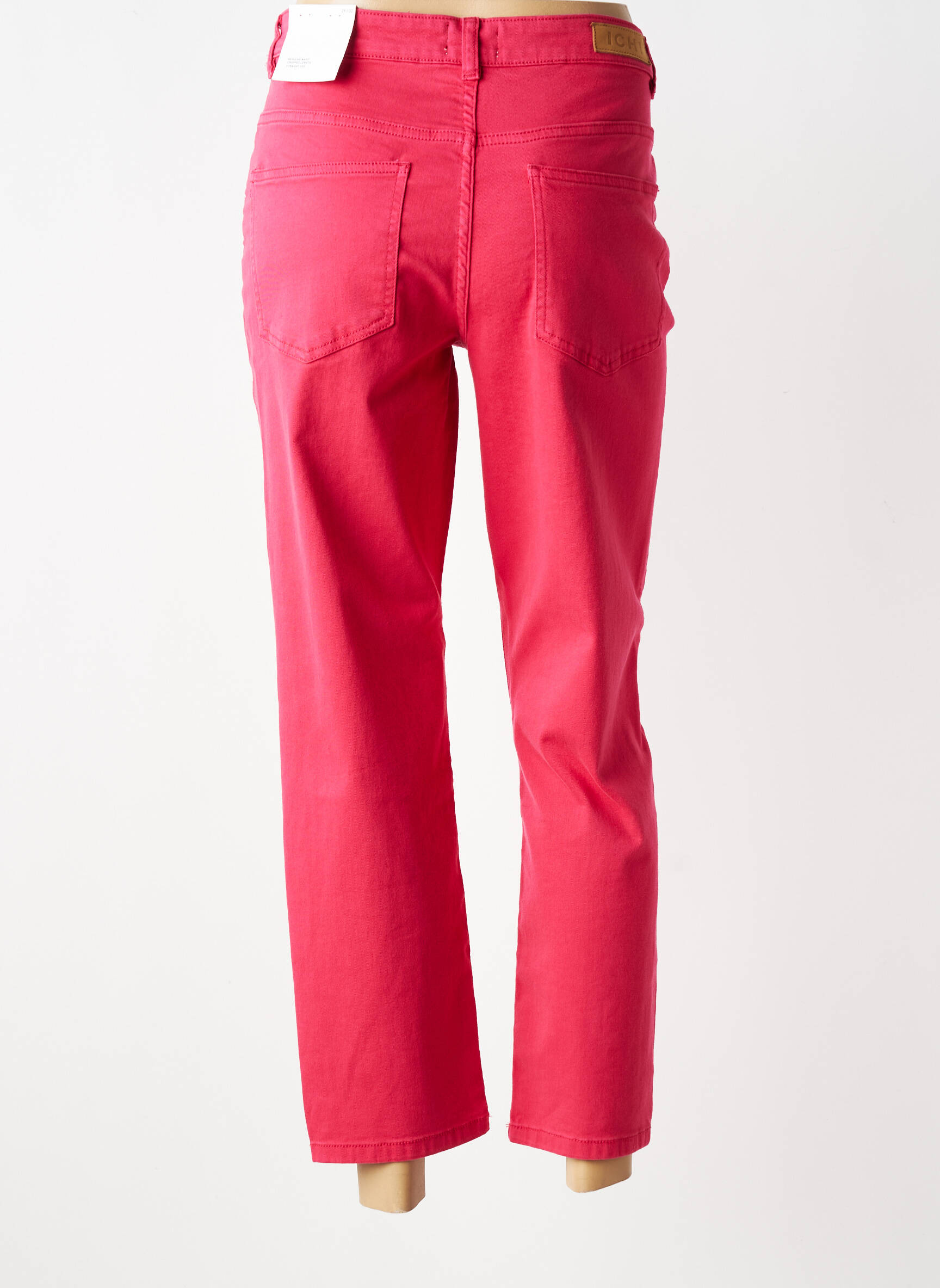 Pantalon 7/8 stretch taille normale rouge ICHI femme
