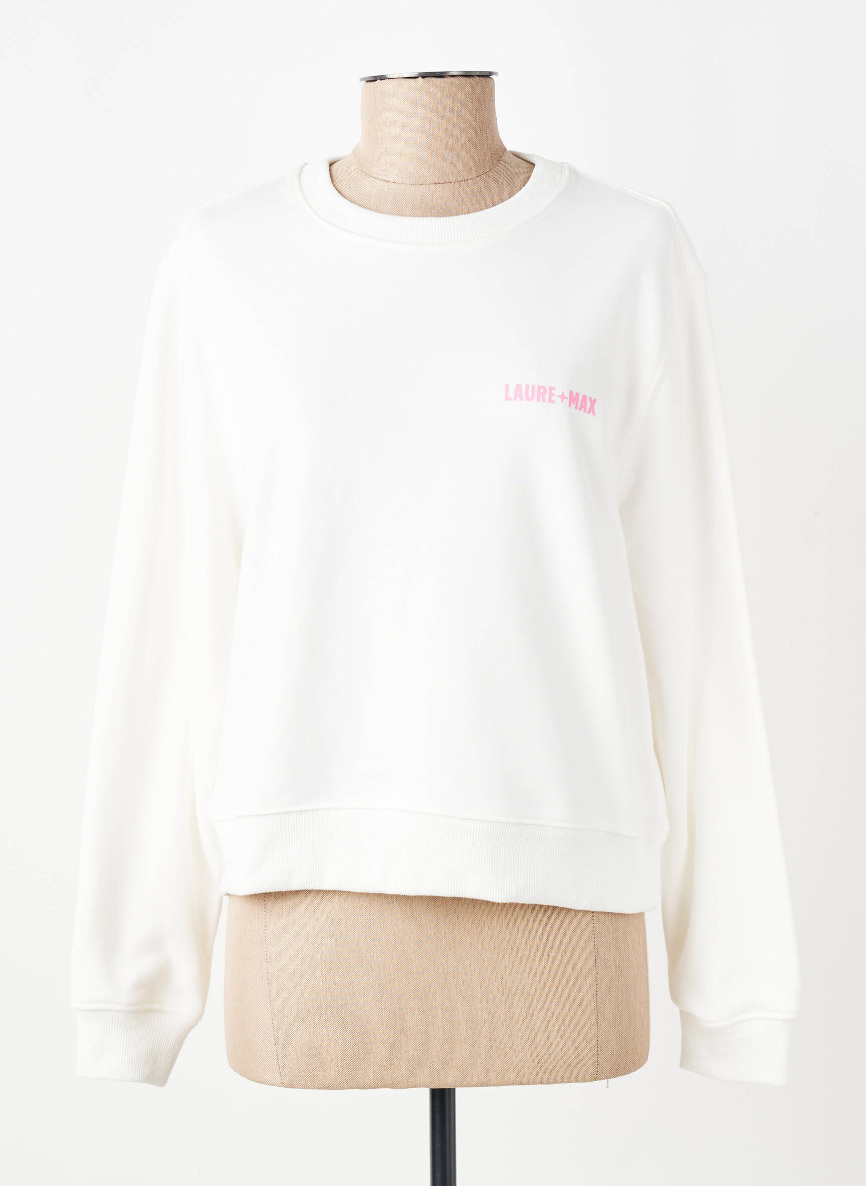 Sweat-shirt sérigraphie manches longues blanc LAURE + MAX femme