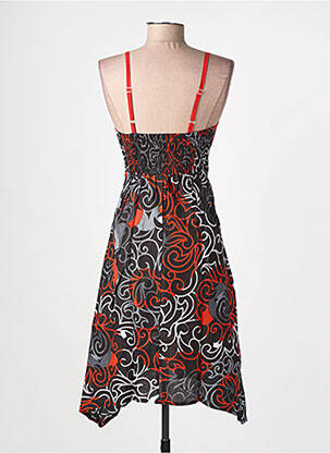 Robe mi-longue imprimé fantaisie fines bretelles noir BAMBOO'S femme