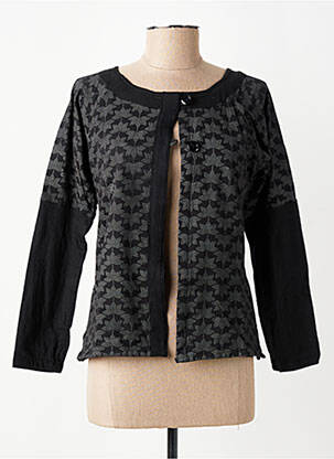 Veste casual col rond noir BAMBOO'S femme