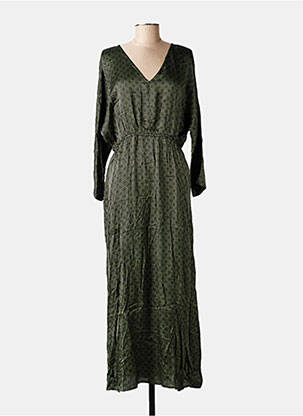 Robe longue imprimé fantaisie manches longues vert GRACE & MILA femme