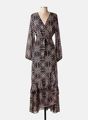 Robe longue imprimé fleurs manches longues noir MOLLY BRACKEN femme
