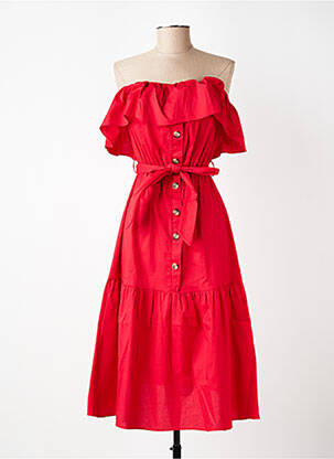 Robe mi-longue manches courtes manches courtes rouge ARTIGLI femme