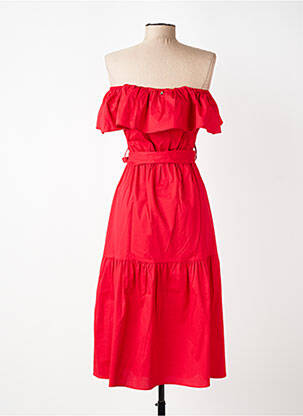 Robe mi-longue manches courtes manches courtes rouge ARTIGLI femme