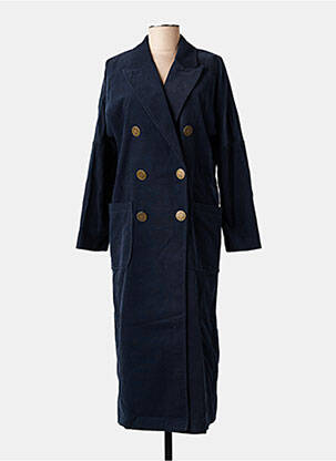 Manteau long coupe cintrée sans capuche bleu SCHOOL RAG femme