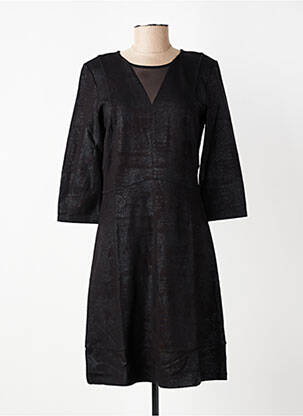 Robe mi-longue manches 3/4 manches 3/4 noir EVA KAYAN femme