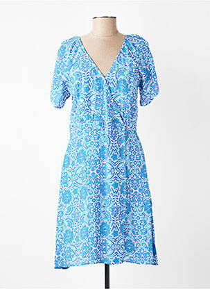 Robe mi-longue imprimé fantaisie manches courtes bleu MOLLY BRACKEN femme