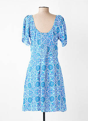Robe mi-longue imprimé fantaisie manches courtes bleu MOLLY BRACKEN femme